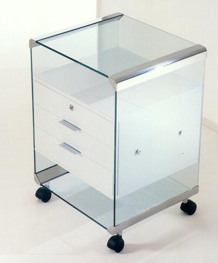 caisson de bureau en verre