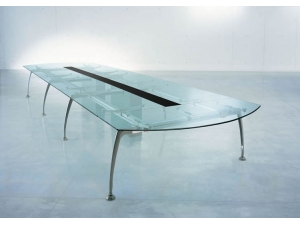 table de réunion plateau en verre :: table de réunion en verre et métal RF