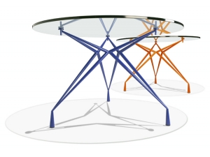 Table de runion plateau verre fum -  FR :: table ronde   plateau en verre AP 2