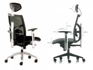 si�ge de bureau budget : 
fauteuil bureautique  synchrone , assise tissu (non class� au feu), anti-retour du dossier, tension r�glable en fonction du poids de l'utilisateur. Dossier filet r�glable en hauteur par cr�amill�re  "up and down" Support lombaire r�glable. Coloris tissu uniquement noir.  Accoudoirs r�glables toutes positions. Pied aluminium �poxy gris. Assise L 50 x P 48 cm Dossier. L.50 x H.53 cm Poids : 20 kgs Volume : 0.25 m3  PRIX HT : 420 euros    

