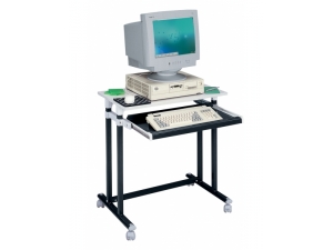 meuble pour PC : 
poste de saisie   Dimensions hors tout : L 80 x P 45 x H 81cm Equip� de 4 roulettes dont 2 avec freins. La tirette clavier est r�glable en hauteur. Plateaux en m�lamine �paisseur 19 mm chants PVC structure finition �poxy.   R�f : PIS80 : 198 euros ht   option : tablette coulissante suppl�mentaire r�glable en hauteur                             r�f : PISD1TABCO  : 68 euros  support UC  r�f : PISD1TASCO : 47 euros ht  en stock   : gris/noir ou gris/h�tre   
