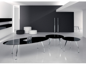 table plateau en verre :: table de réunion verre noir LED 3