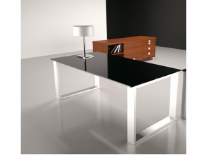 table de réunion plateau en verre :: bureau et table en verre noir et stratifié miroir