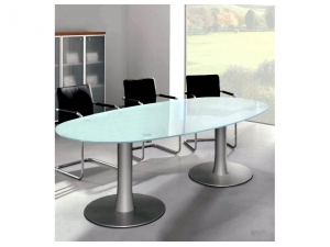 table de réunion plateau en verre :: table de réunion ovale verre pieds tulipe UQ