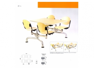 Table de restauration collective - AL :: table avec chaises attenantes.  cafeteria rfectoire EB 22