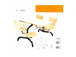 Chaise de restauration et collectivit empilable-  ERG :: table avec chaises attenantes.  cafeteria rfectoire EB 24