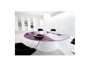 table de runion haut de gamme sur mesure ILOP :: table ronde plateau verre   prestige AM