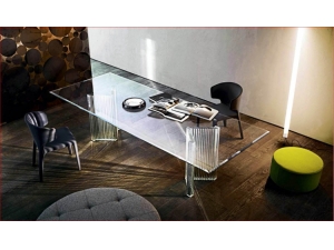 table de runion plateau en  verre :: table de prestige plateau et pied verre RG 125