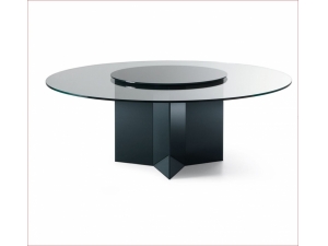 table de runion plateau en  verre :: table ronde de prestige plateau verre LAG 4