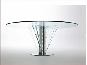 table de runion plateau en  verre :: table de runion ronde plateau verre prestige LAG 5