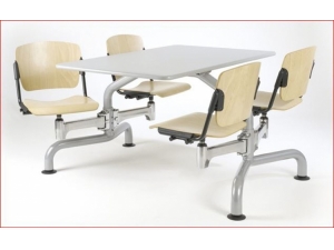 table et banc haut  pour  cafeteria NEG :: table et chaise attenantes et pivotantes LEB B1004