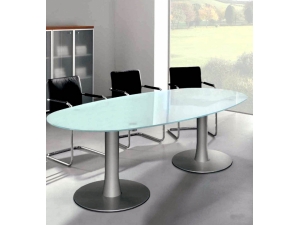 Table de runion ovale plateau en verre lectrifiable  - LAG :: table de runion plateau verre UQ