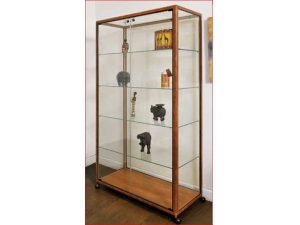vitrine d'exposition sur pied pour objets  LP 2 :: grande vitrine exposition verre et bois sur roulettes LP 10
