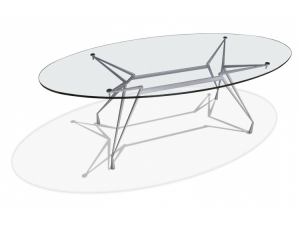 table de runion plateau en  verre :: table de runion ovale   plateau verre  -AP