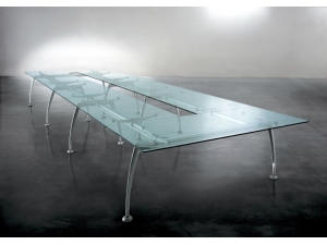 table de runion plateau en  verre :: Table de runion plateau verre fum -  FR