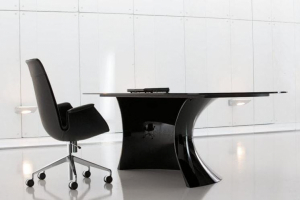 bureau et table de direction en verre de prestige ARB :: Bureau direction prestige bnisterie et cuir  - AM