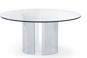 table de runion plateau en  verre :: Table ronde  et pieds en verre pais  - LAG