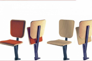 Chaise  rabattable sur poutre en bois  -  LLA :: Sige assise rabattable pour salle d'attente ou amphithtre  - FAL