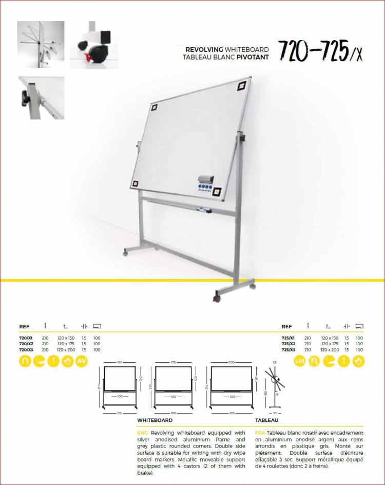 tableau pivotant blanc sur pied double face 720 SIS