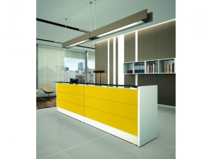 bureau direction  budget pied arche  coloris cedre UB 8000 :: banque accueil modulaire composable WEN color