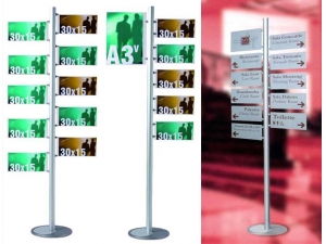 signaltique intrieure :: poteau directionnel double faces d'intrieur et extrieur UST