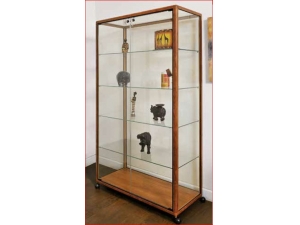 vitrine d'affichage murale ou sur pieds :: grande vitrine exposition verre et bois sur roulettes LP 10